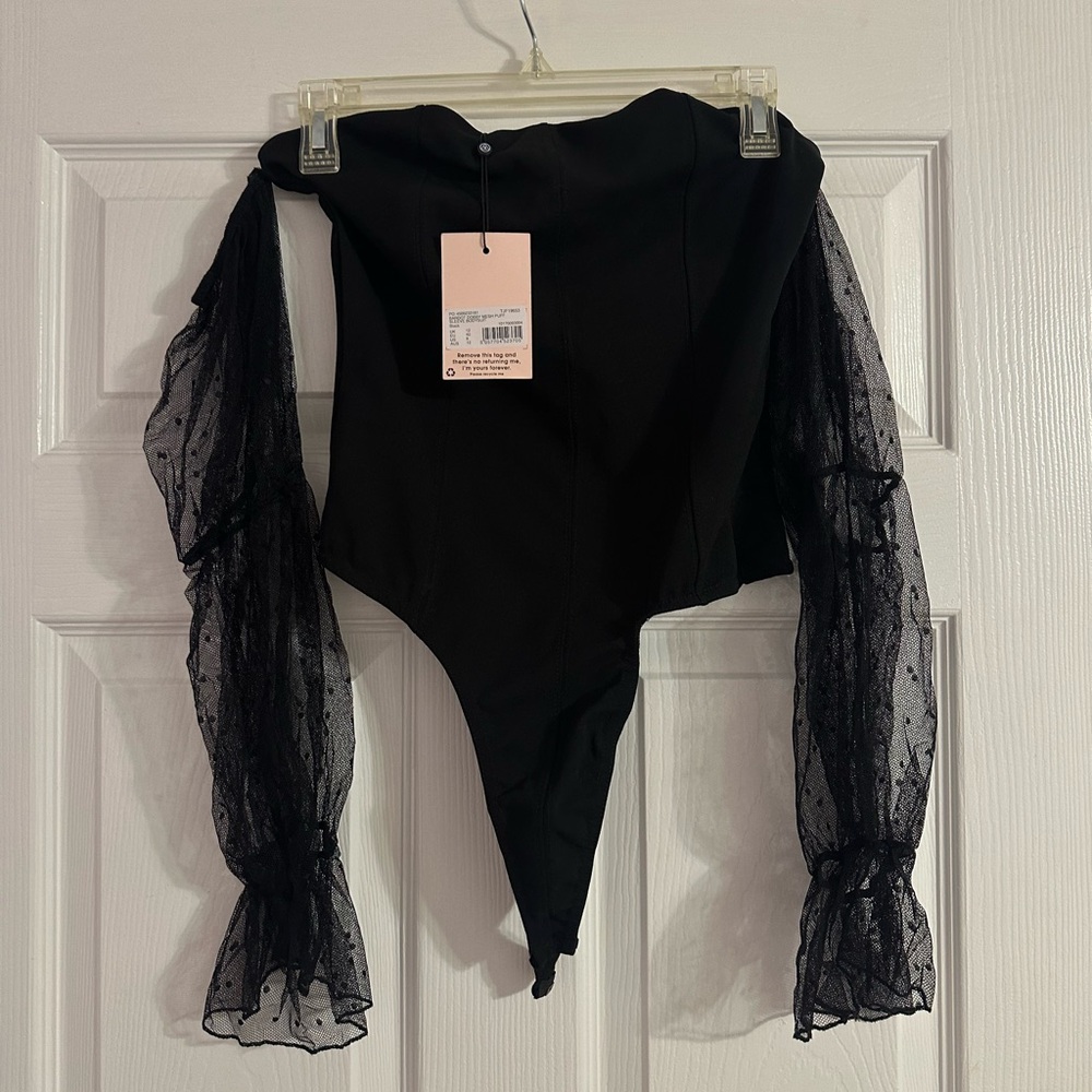 Missguided Black Sheer Sleeve Bodysuit